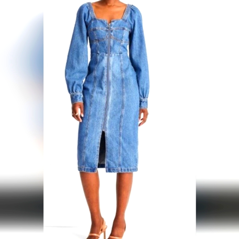 Classic Blue Denim Long Sleeve Dress
